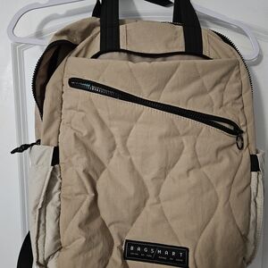 BAGSMART Beige Quilted Women's Backpack